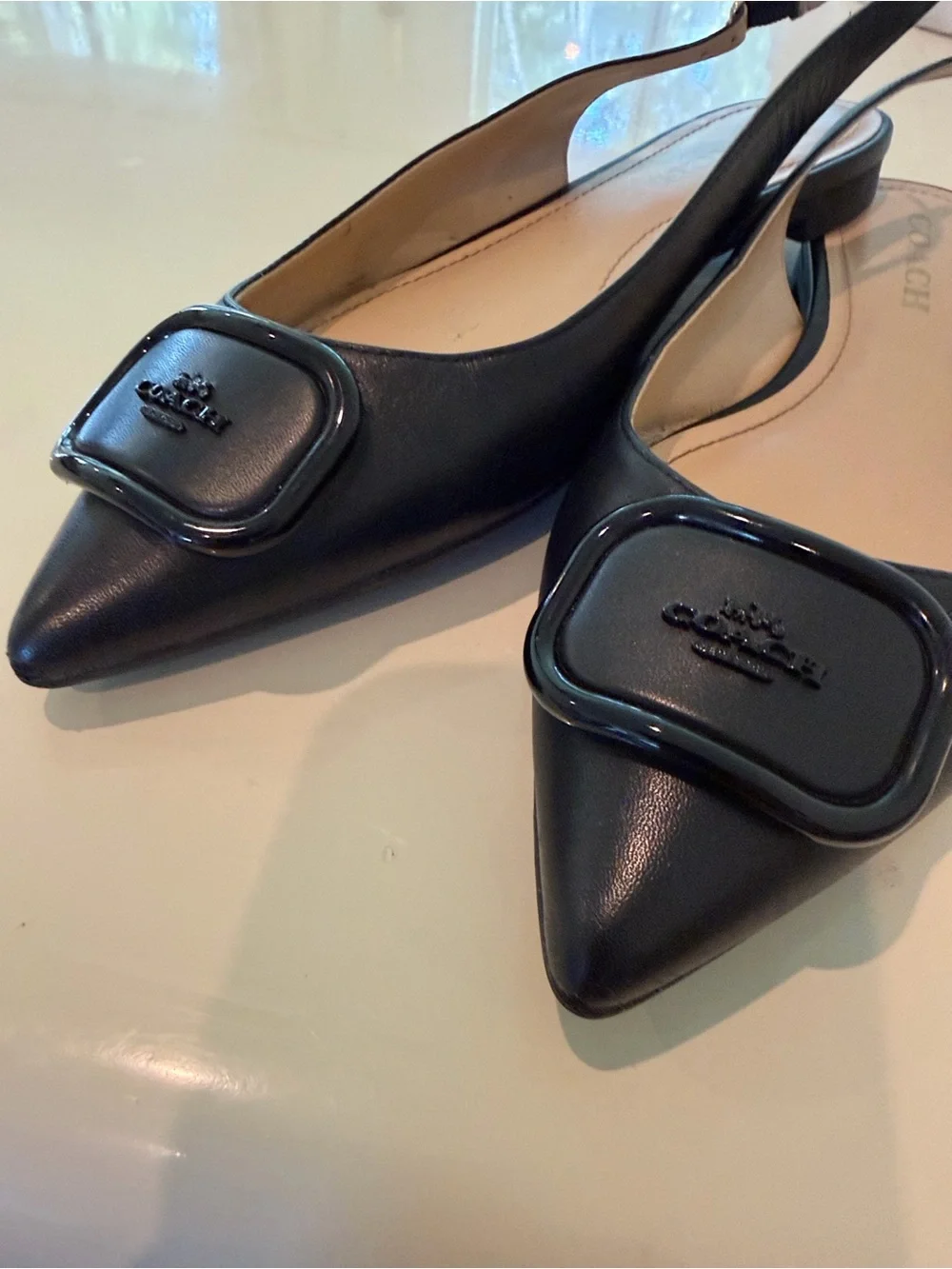 Coach VEDA leather flats slingbacks black New US Size 7.5